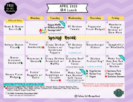 April 2025 Lunch Menu